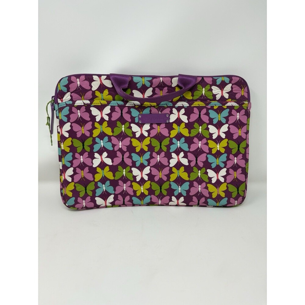 Vera Bradley Butterfly Print Laptop Sleeve Computer Case Purple Padded Carrying